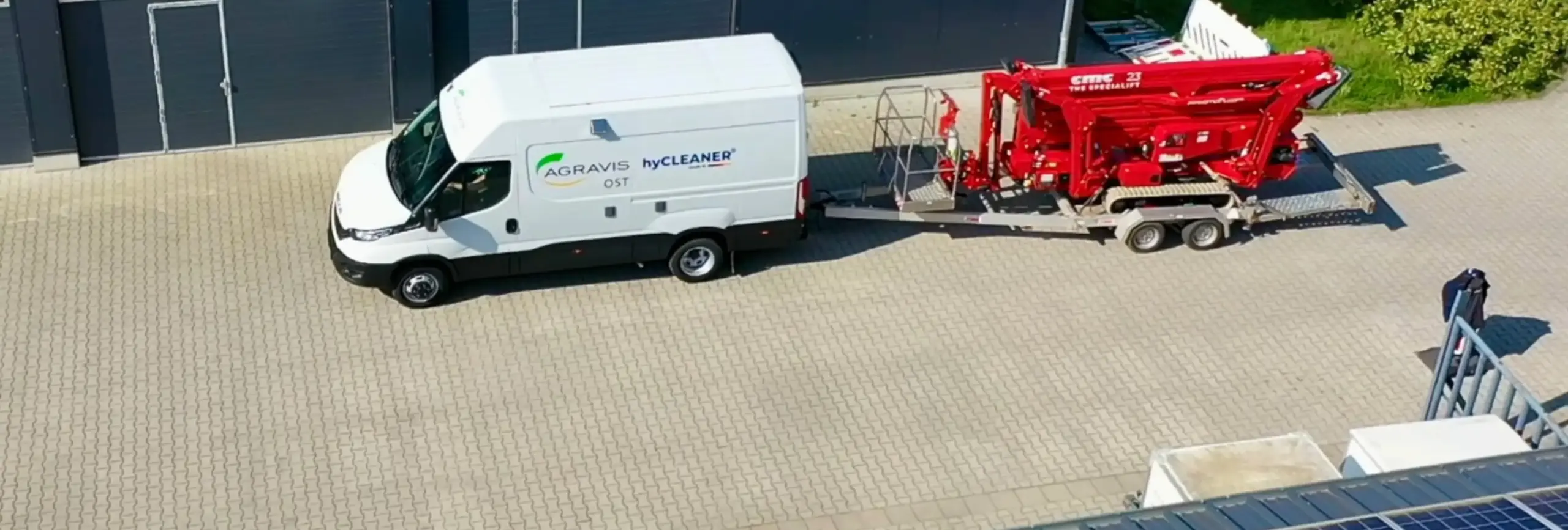 hyCleaner system in van installation with CMC aerial work platform