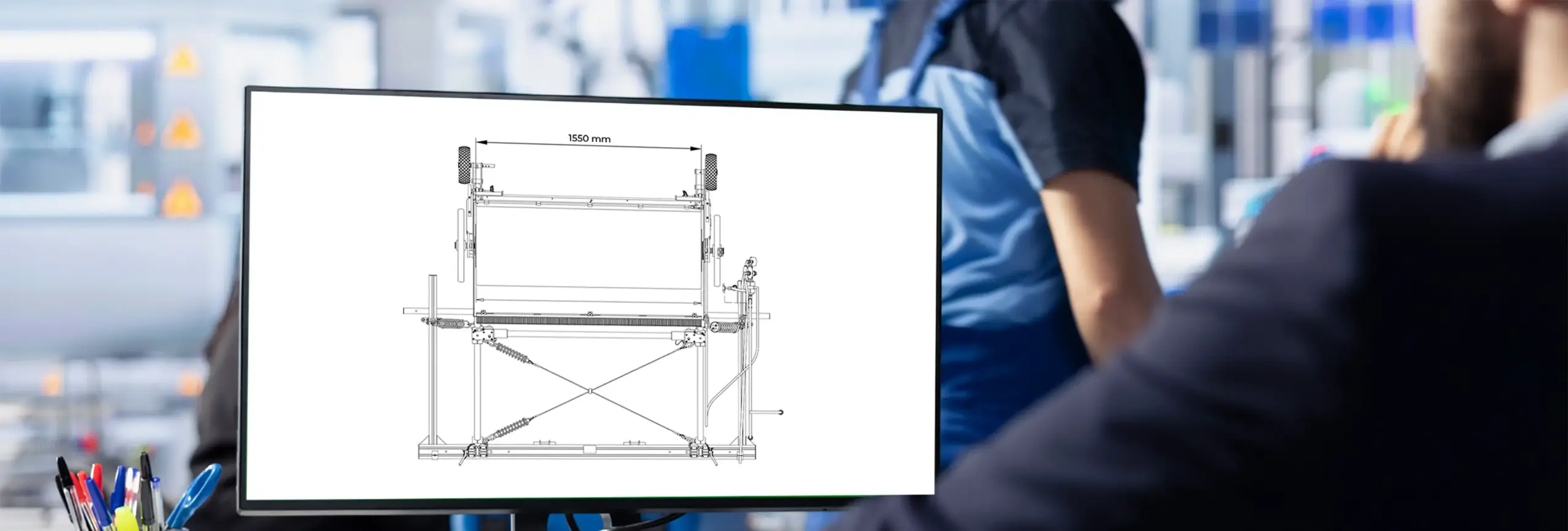 Vue d'un dessin technique du robot de nettoyage facadeBRUSH v-line représenté sur un écran