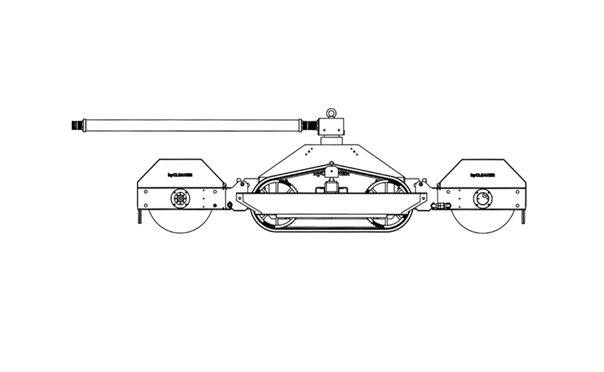 Seitenansicht einer technischen Zeichnung Reinigungsroboter solarROBOT compact