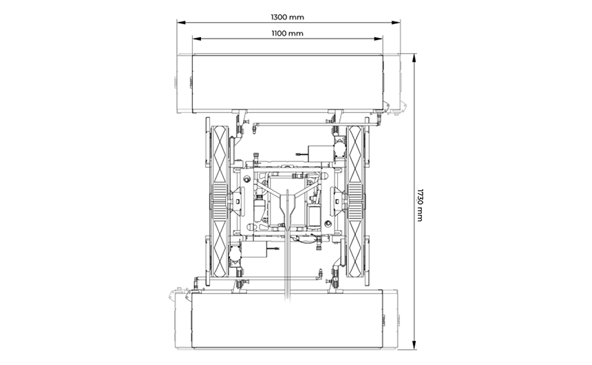 Top view of a technical drawing Cleaning robot solarROBOT pro