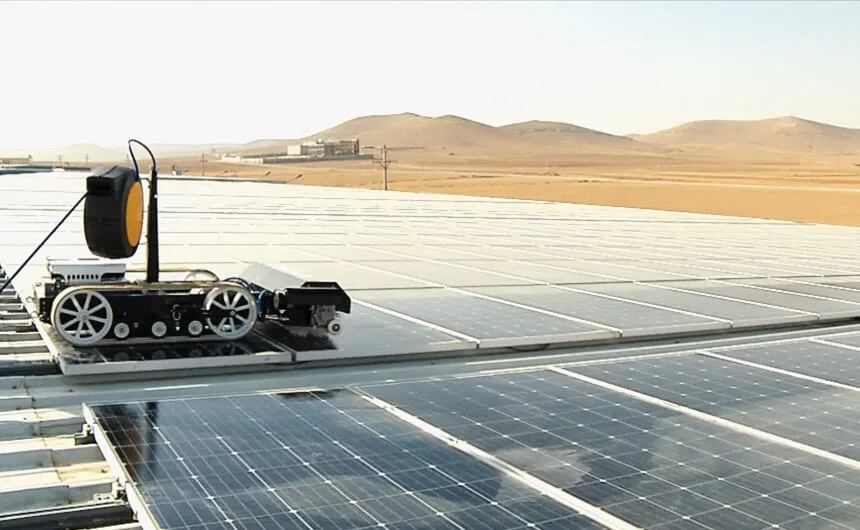 Cleaning of a PV system in a desert region